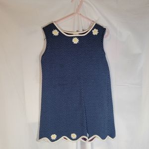 Vintage Blue Dress with White Polka Dots